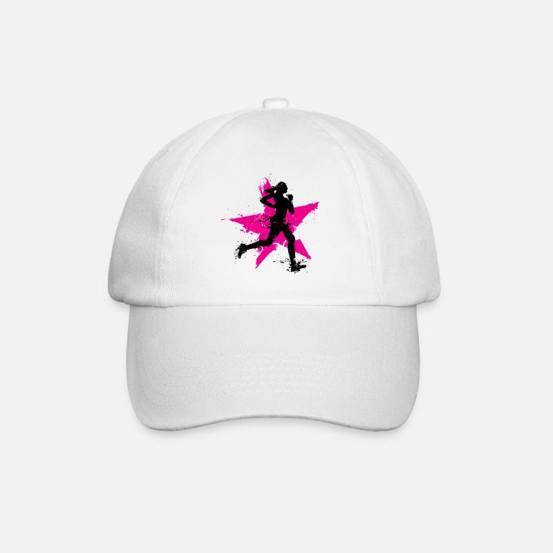 runner female with star - Baseball Cap - white/white