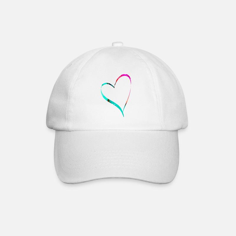 Aquarell Herz - Baseballkappe - Weiß/Weiß
