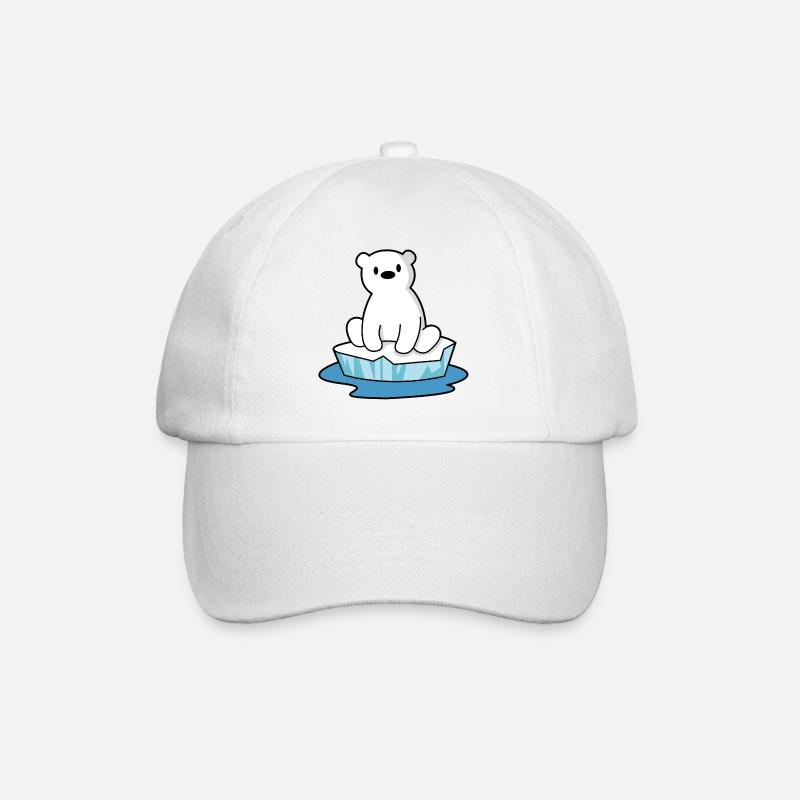 Der sitzende Eisbär - Baseballkappe - Weiß/Weiß