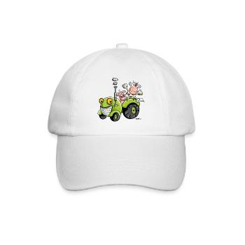 Tiere auf Traktor - Baseballkappe - Weiß/Weiß - Vorne