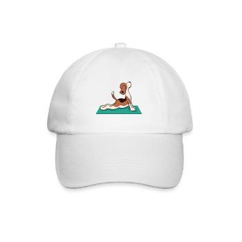 Yoga – Shirt Entspannung Beagle Geschenk - Baseballkappe - Weiß/Weiß - Vorne
