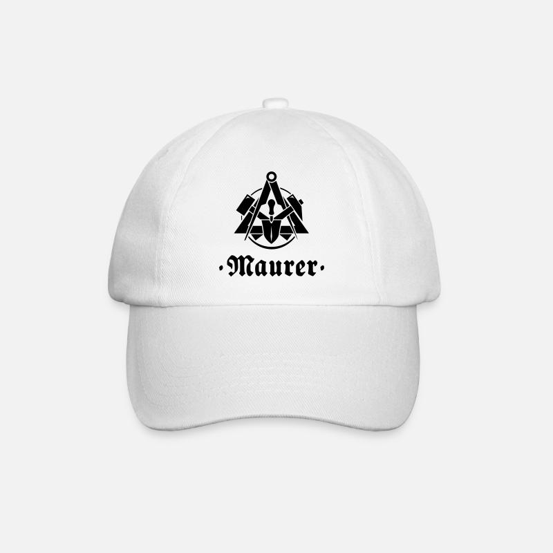 Maurer, Zunftzeichen mit alter Schrift - Baseballkappe - Weiß/Weiß
