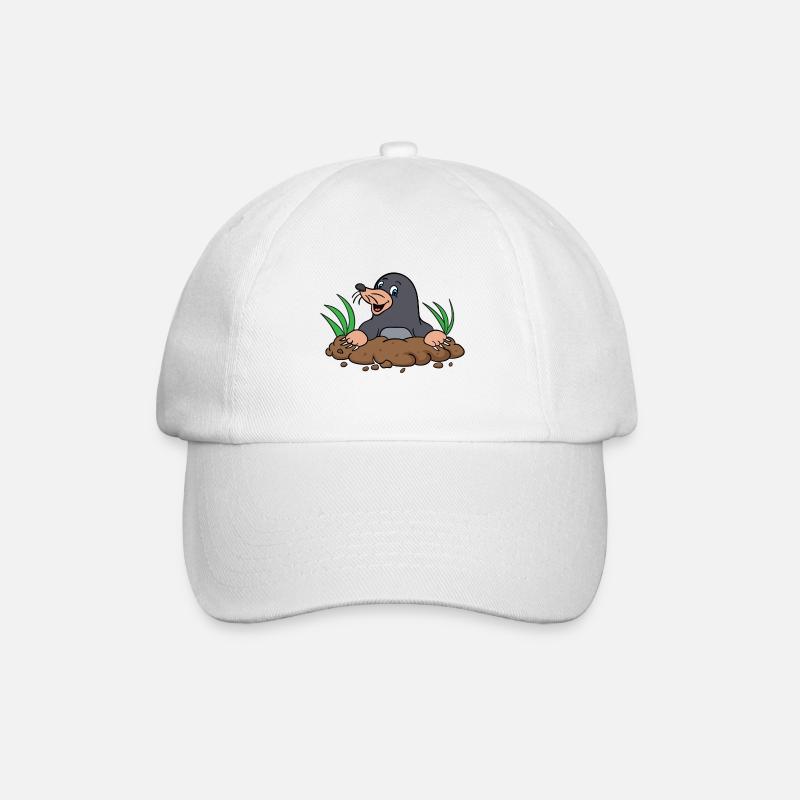 Maulwurf - Comic - Cartoon - Geschenkidee - Baseballkappe - Weiß/Weiß
