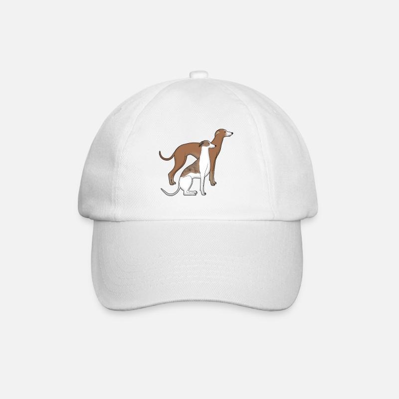 Zwei Whippets - Baseballkappe - Weiß/Weiß