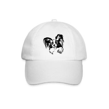 Papillon Kopf - Baseballkappe - Weiß/Weiß - Vorne