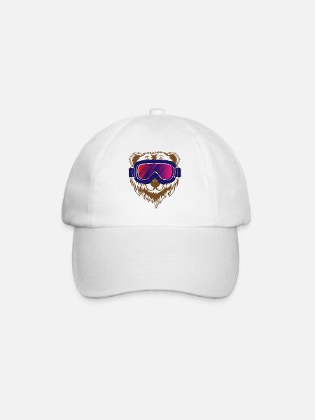 Ski Skifahren Skifahrer Baer Geschenk - Baseballkappe - Weiß/Weiß