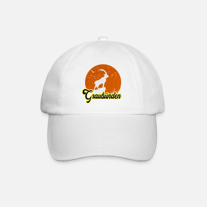 Silhouette de la lune du bouquetin des Grisons - Casquette classique - blanc/blanc