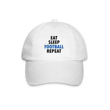 Eat Sleep Football Repeat - Baseballkappe - Weiß/Weiß - Vorne