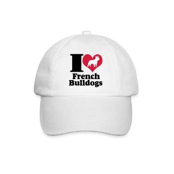 I Love French Bulldogs ... / + - Baseball Cap - white/white - Front