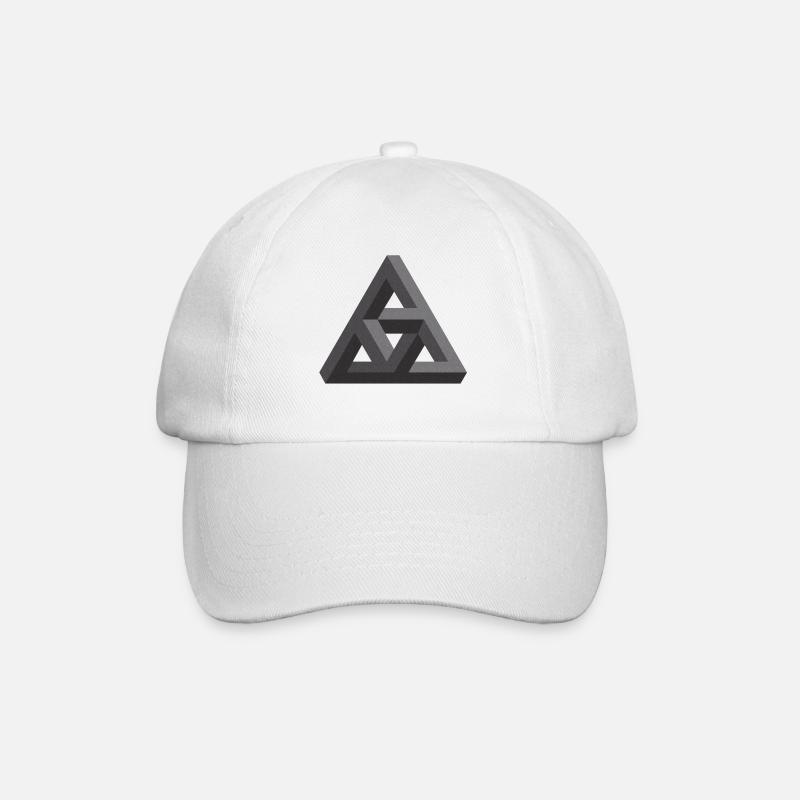 Faszinierende Penrose-Pyramide in Grau - Baseballkappe - Weiß/Weiß