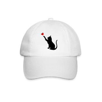 Chat avec coeur - Casquette classique - blanc/blanc - Devant