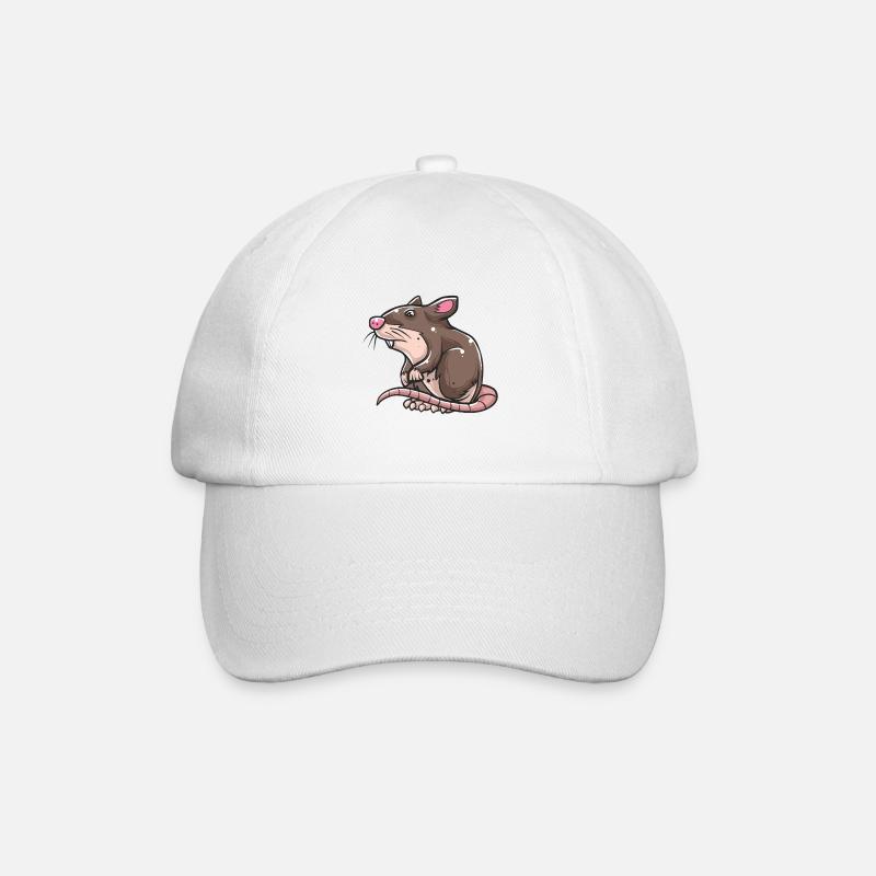 Braune Ratte - Baseballkappe - Weiß/Weiß
