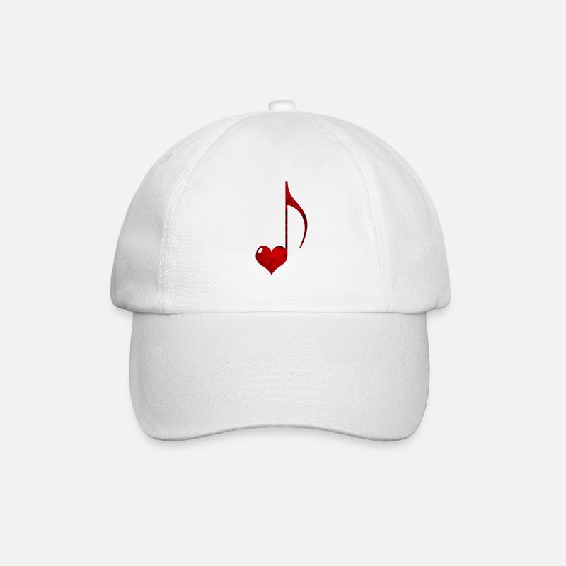 Rotes Herz und Musiknote Illustration - Baseballkappe - Weiß/Weiß