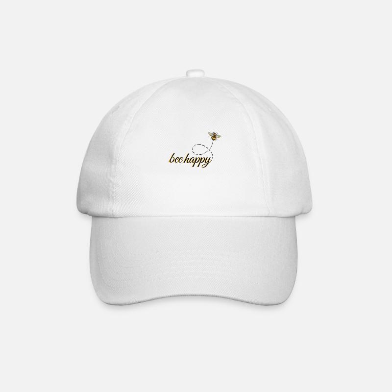 "bee happy" - Baseballkappe - Weiß/Weiß
