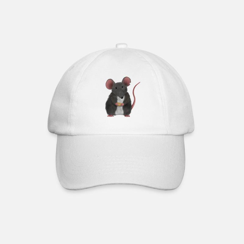 Little cute mouse or rat - Baseball Cap - white/white
