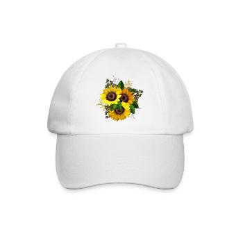 Gelbe Sonnenblume Grafik - Baseballkappe - Weiß/Weiß - Vorne