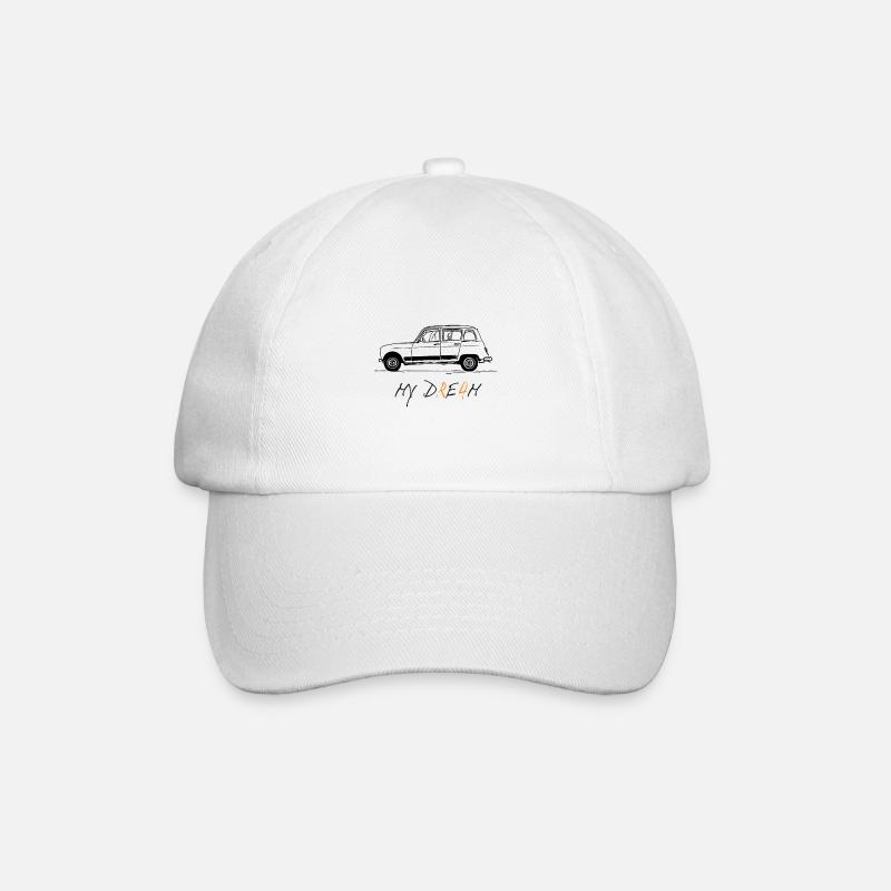 Französischer R4 Oldtimer - Baseballkappe - Weiß/Weiß