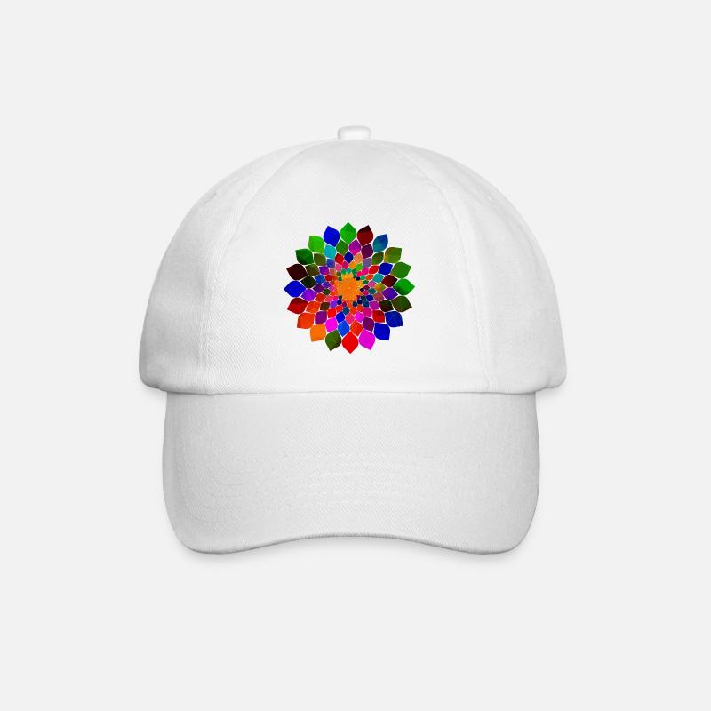 Fleur de fleurs de mandala colorées - Casquette classique - blanc/blanc