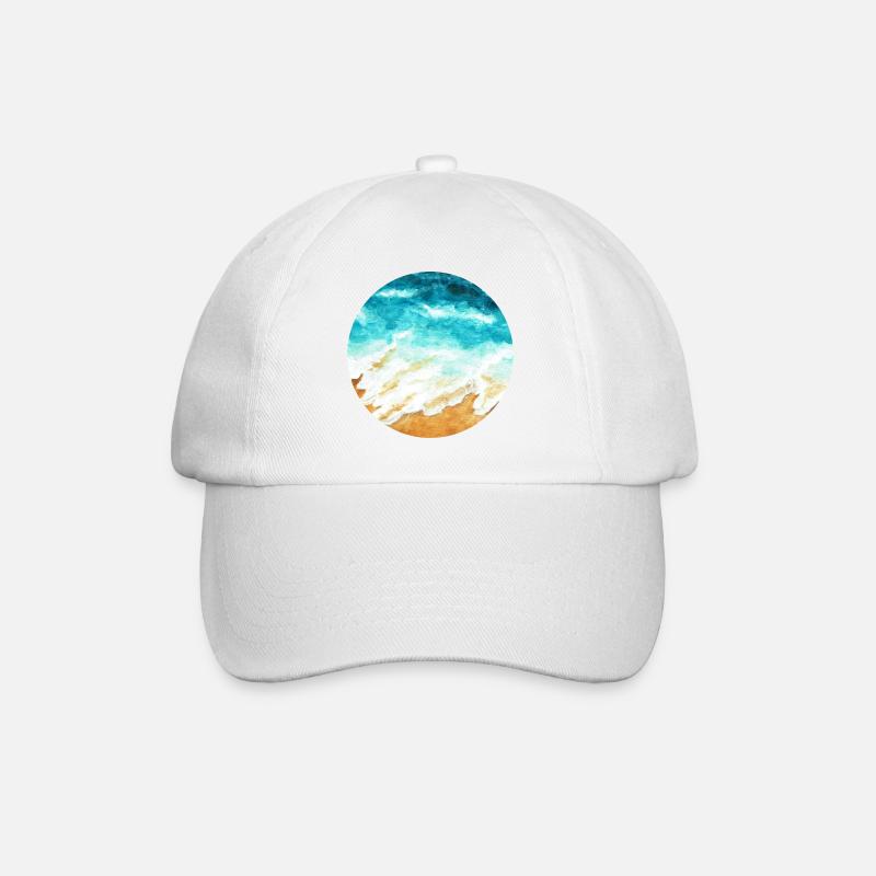 Meer & Strand | Acryl-Kunstdruck | rund - Baseballkappe - Weiß/Weiß