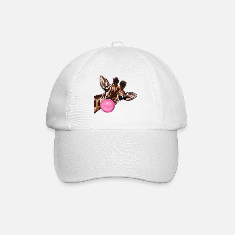 Giraffe mit Bubble gum - Baseballkappe - Weiß/Weiß