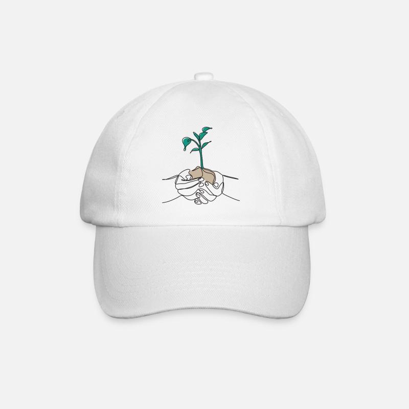 One Line Leaf black - Baseballkappe - Weiß/Weiß