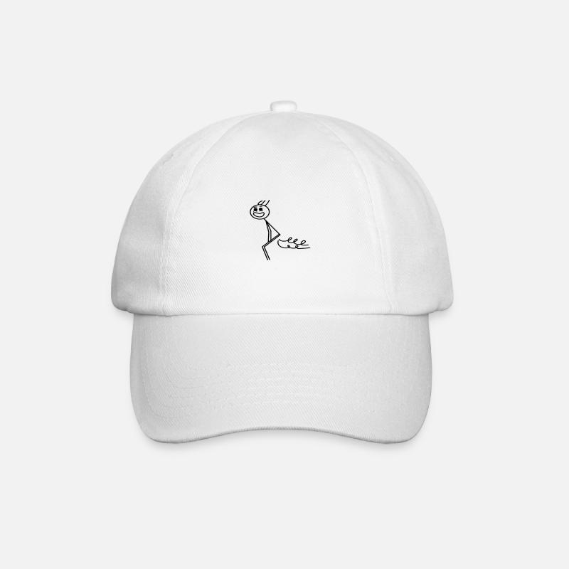 Furzendes Strichmännchen - Baseballkappe - Weiß/Weiß