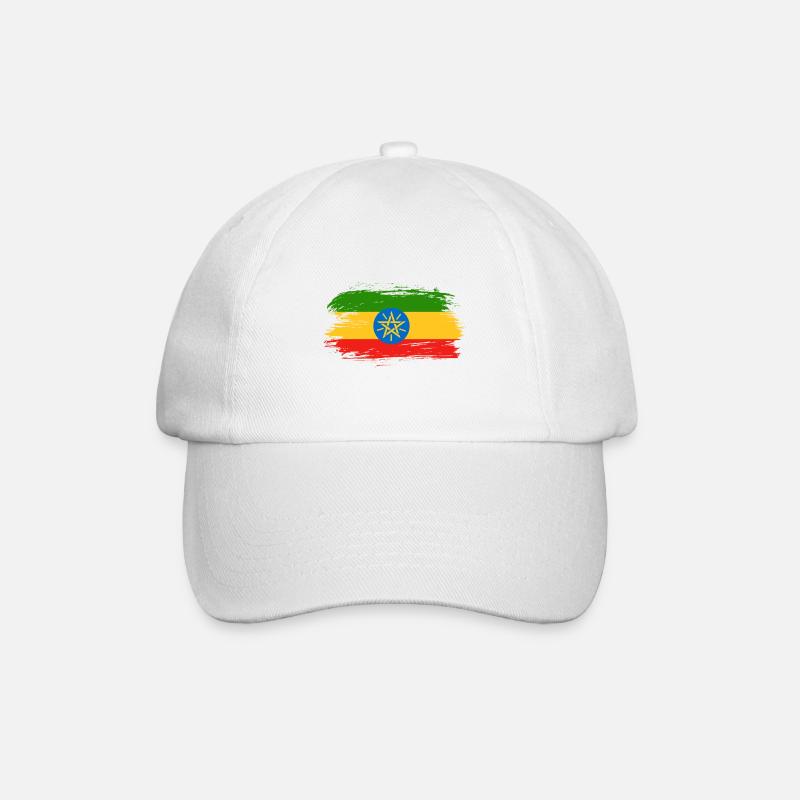 Äthiopien Flaggen Design / Geschenkidee - Baseballkappe - Weiß/Weiß