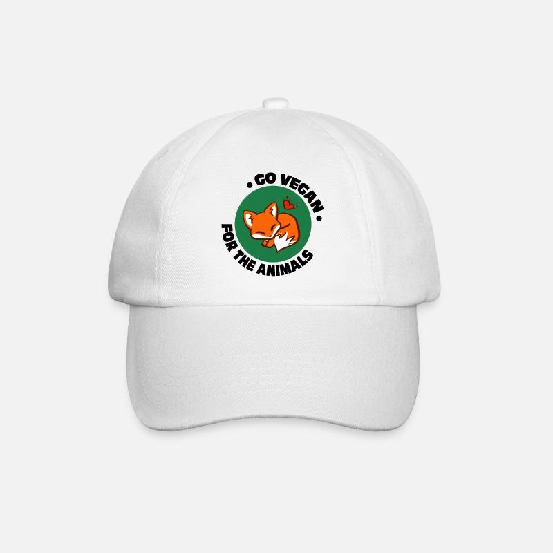 Go Vegan / For the animals / Fox - Baseball Cap - white/white