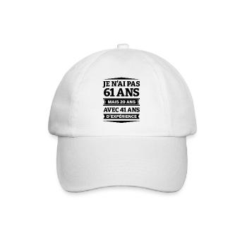 ANNIVERSAIRE 61 ANS AVEC 41 ANS D'EXPÉRIENCE - Casquette classique - blanc/blanc - Devant