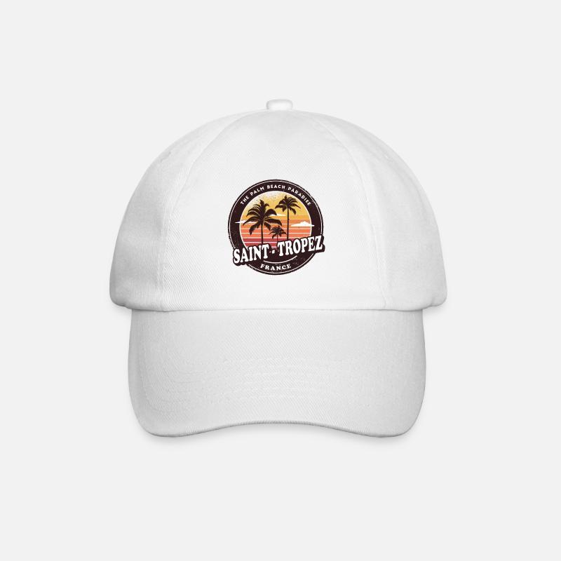 Saint-Tropez Frankreich Vintage Beach Design - Baseballkappe - Weiß/Weiß