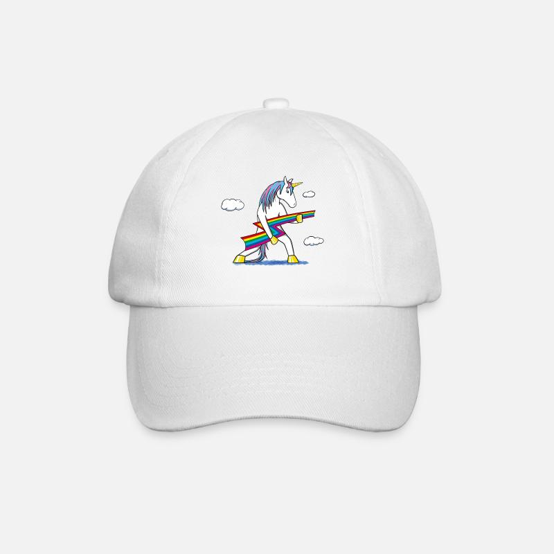 Rainbow Rock – Einhorn mit Regenbogenblitz - Baseballkappe - Weiß/Weiß