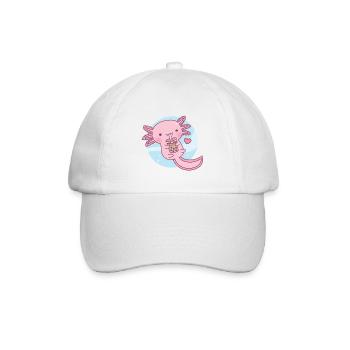 Cute Axolotl Loves Bubble Tea - Baseball Cap - white/white - Front