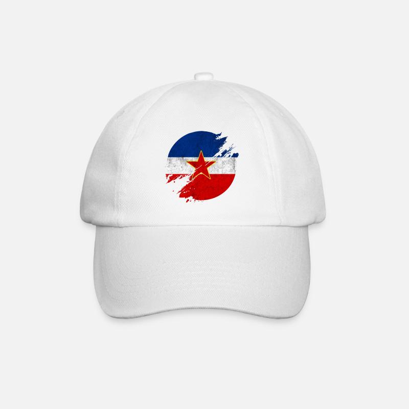 Yugoslavia vintage flags circle - Baseball Cap - white/white