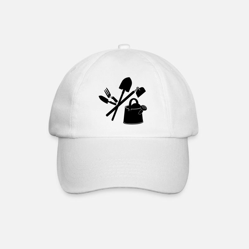 Gartengeräte, Schaufel und Hacke, Blumengießer - Baseballkappe - Weiß/Weiß