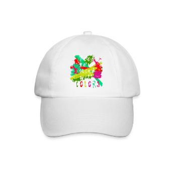 "Feed your mind with colors" Spruch Toleranz bunt - Baseballkappe - Weiß/Weiß - Vorne