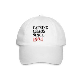 Causing Chaos since 1974 - Birthday 1974 - Baseball Cap - white/white - Front