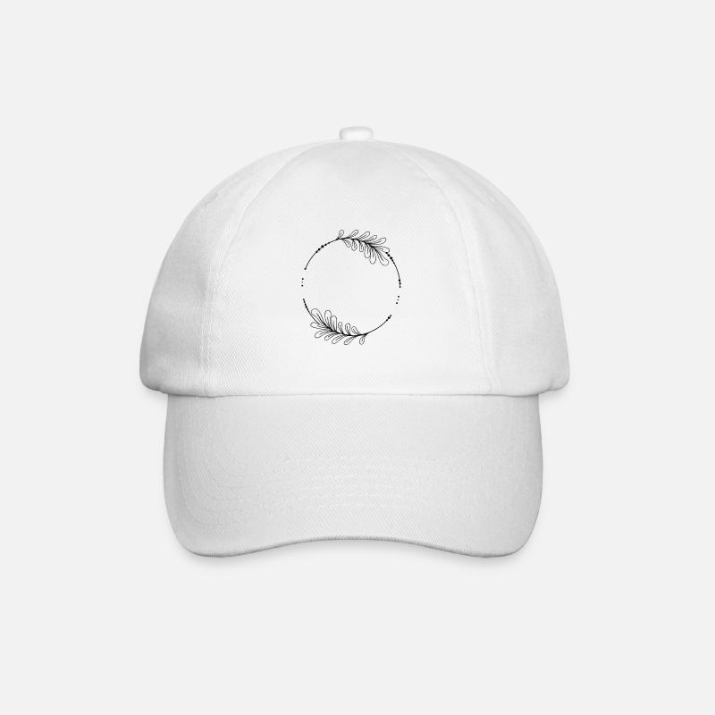 Black circle frame with leaves - Baseball Cap - white/white