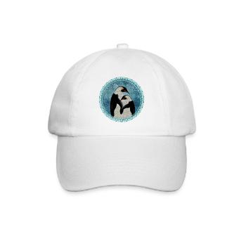 zwei zauberhafte Pinguine im Mosaik Stil - Baseballkappe - Weiß/Weiß - Vorne