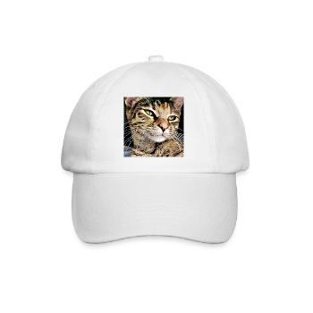Tabby cat portrait - Baseball Cap - white/white - Front