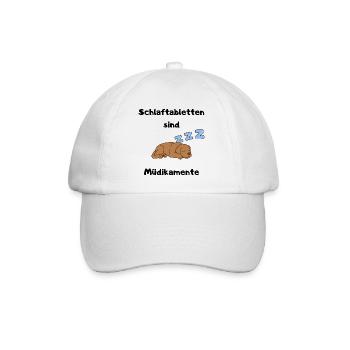 Schlafender Hund Schlaftabletten sind Müdikamente - Baseballkappe - Weiß/Weiß - Vorne