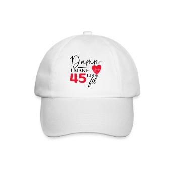 45 Birthday - Funny Fitness Birthday Saying - Baseball Cap - white/white - Front