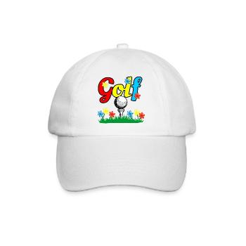 Bâton de golf et balle sur la pelouse avec des fleurs - Casquette classique - blanc/blanc - Devant