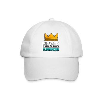 NEVER SURRENDER (Türkis) + King Crown - Gaming - Baseballkappe - Weiß/Weiß - Vorne