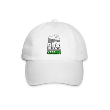 PRO GAMER (Grün) + Controller - Gaming - Baseballkappe - Weiß/Weiß - Vorne