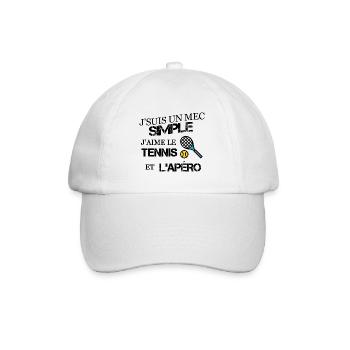 Mec simple humour tennis - Casquette classique - blanc/blanc - Devant