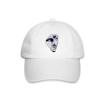Visage robotique dessin 3D lignes & dotwork art - Casquette classique - blanc/blanc - Devant