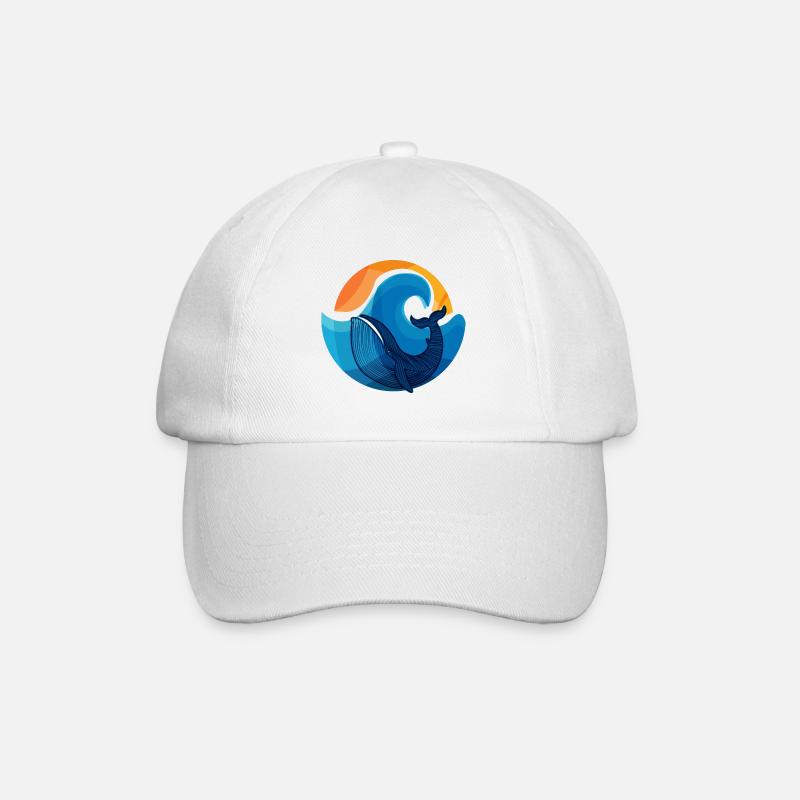 Vagues et Illustration de requin baleine - Casquette classique - blanc/blanc