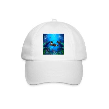 Wonderful steampunk seahorse on the ocean - Baseball Cap - white/white - Front
