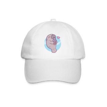 Cute Manatee Loves Drinking Bubble Tea - Baseball Cap - white/white - Front