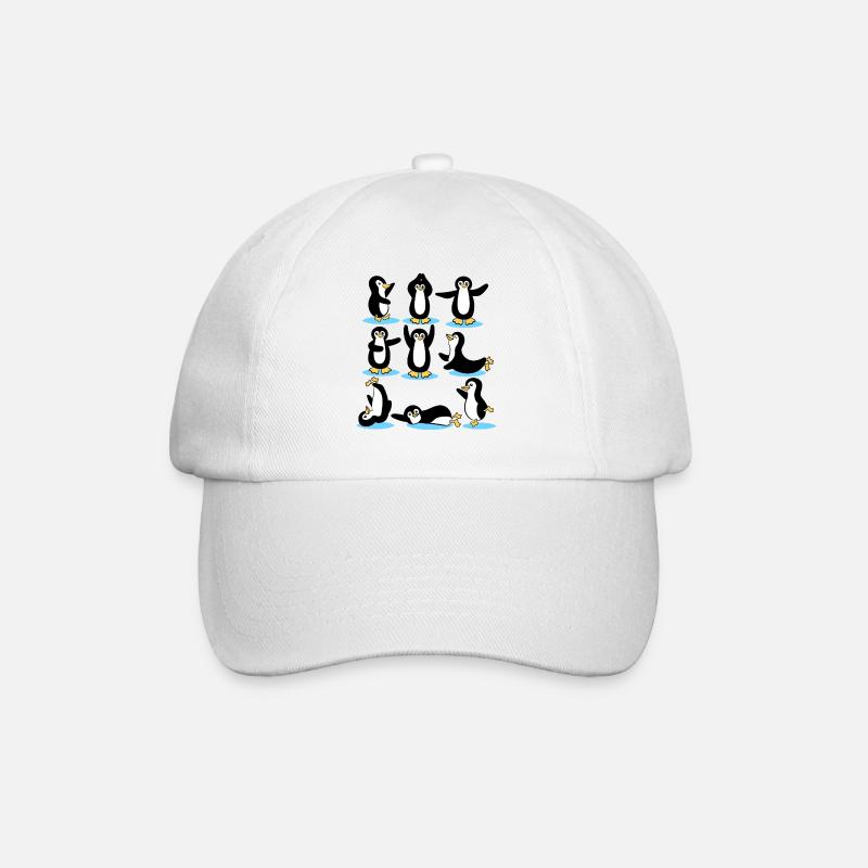 Cool Eislaufen Pinguin Arktis Eis Tier Vogel - Baseballkappe - Weiß/Weiß